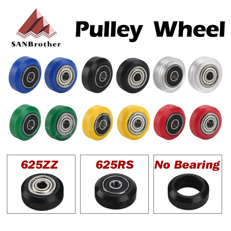 10pcs CNC POM Wheel Pom Pulley Wheel With 625ZZ 625RS Idler Pulley Gear Passive Round Wheel Perlin Wheel for Ender3 CR10 Profile