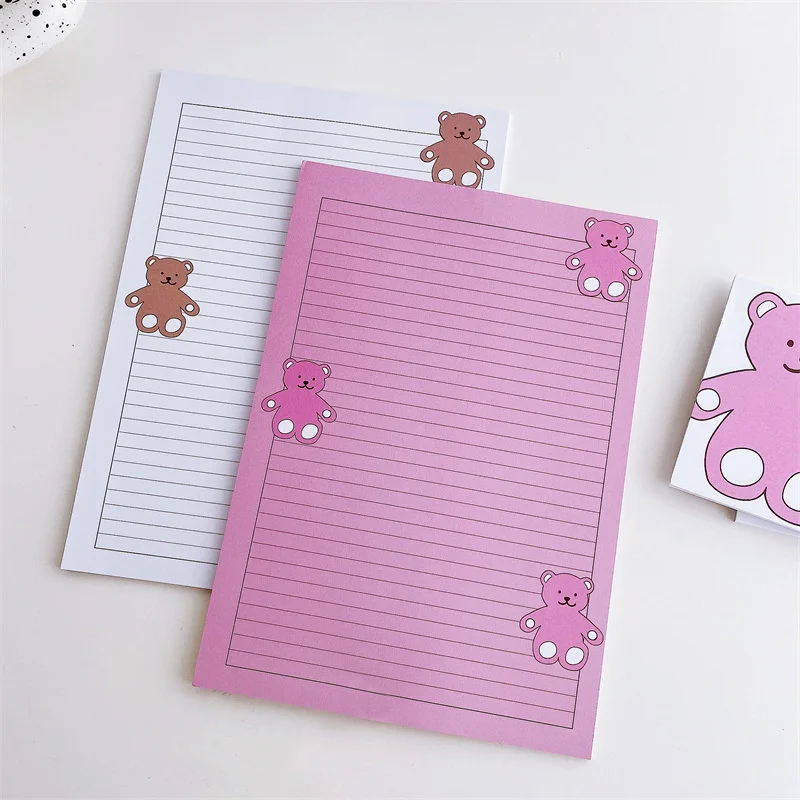 Korean Ins Cartoon Cute Bear Memo Pad B5 Student Kawaii Diary Study Draft Notebook Loose-leaf School Stationery 30 Sheets