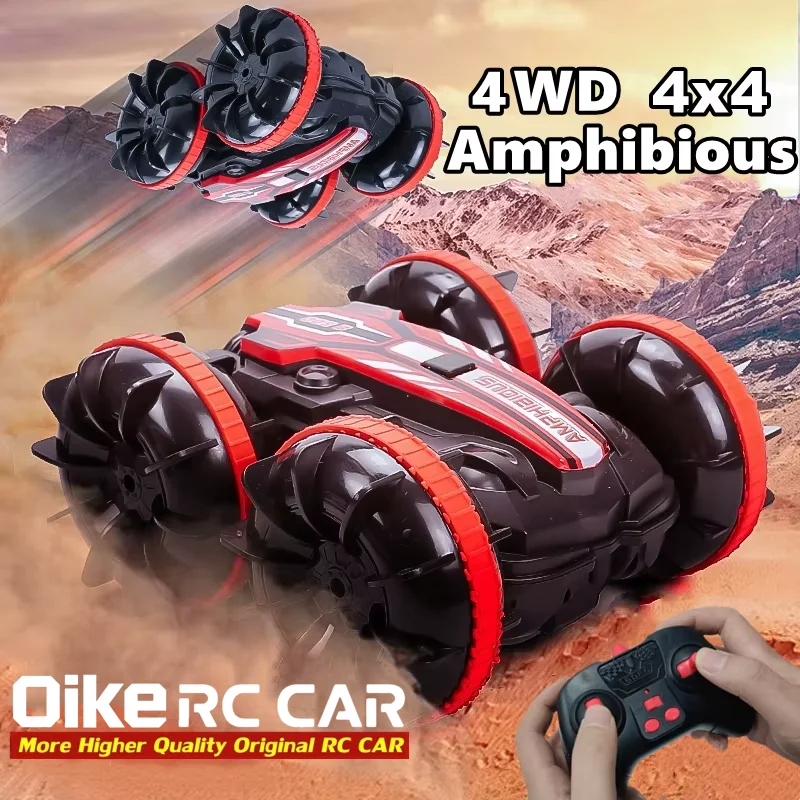 Oike Amphibious Remote Control Car 4WD Monster Truck Toy RC Car Waterproof RC Truck All Terrain Off-Road Stunt Crawler Kids Gift