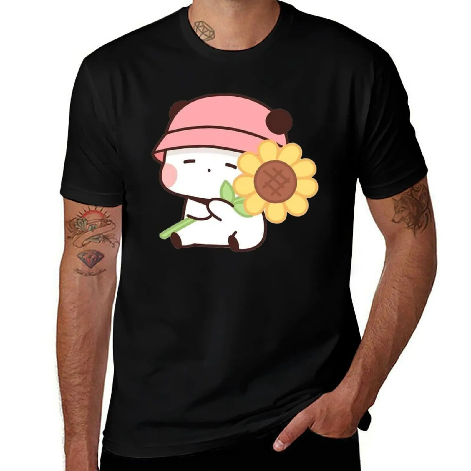 

Dudu Gives Bubu Sunflower Bubu Loves Flowers T-Shirt t shirts for man graphic funny t shirt for man 100 percent cotton T-shirt