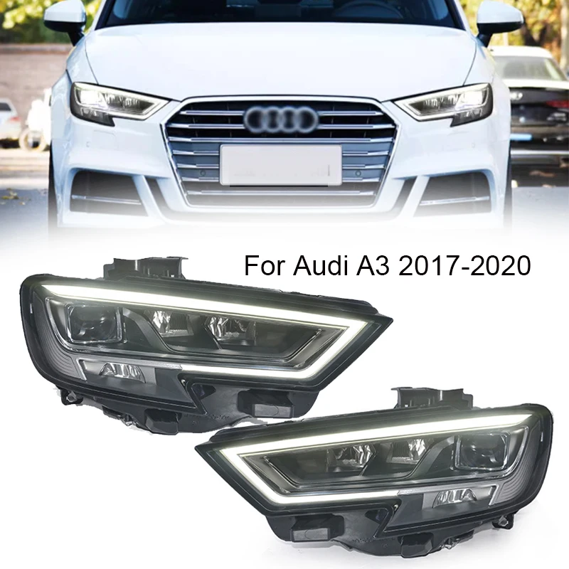 تصفيف السيارة الأمامية لأودي A3 S3 2017-2020 LED DRL رئيس مصباح جهاز عرض (بروجكتور) ليد اكسسوارات السيارات