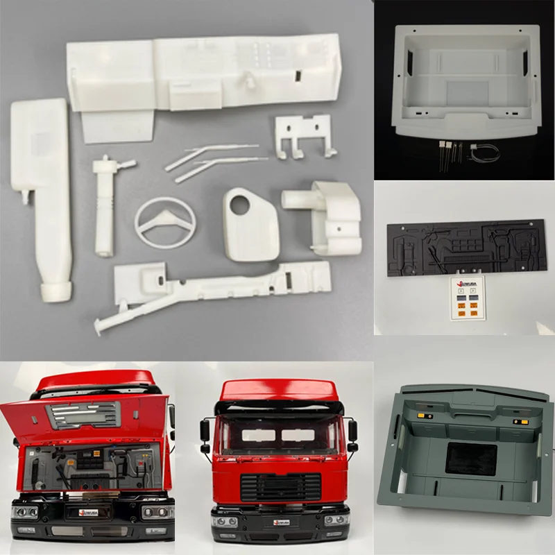 

RC Truck F2000 Cab High Roof Interior Engine Right Peptide Interior Kit for 1/14 Tamiya Tipper JX MAN F2000 Model Car DIY Parts