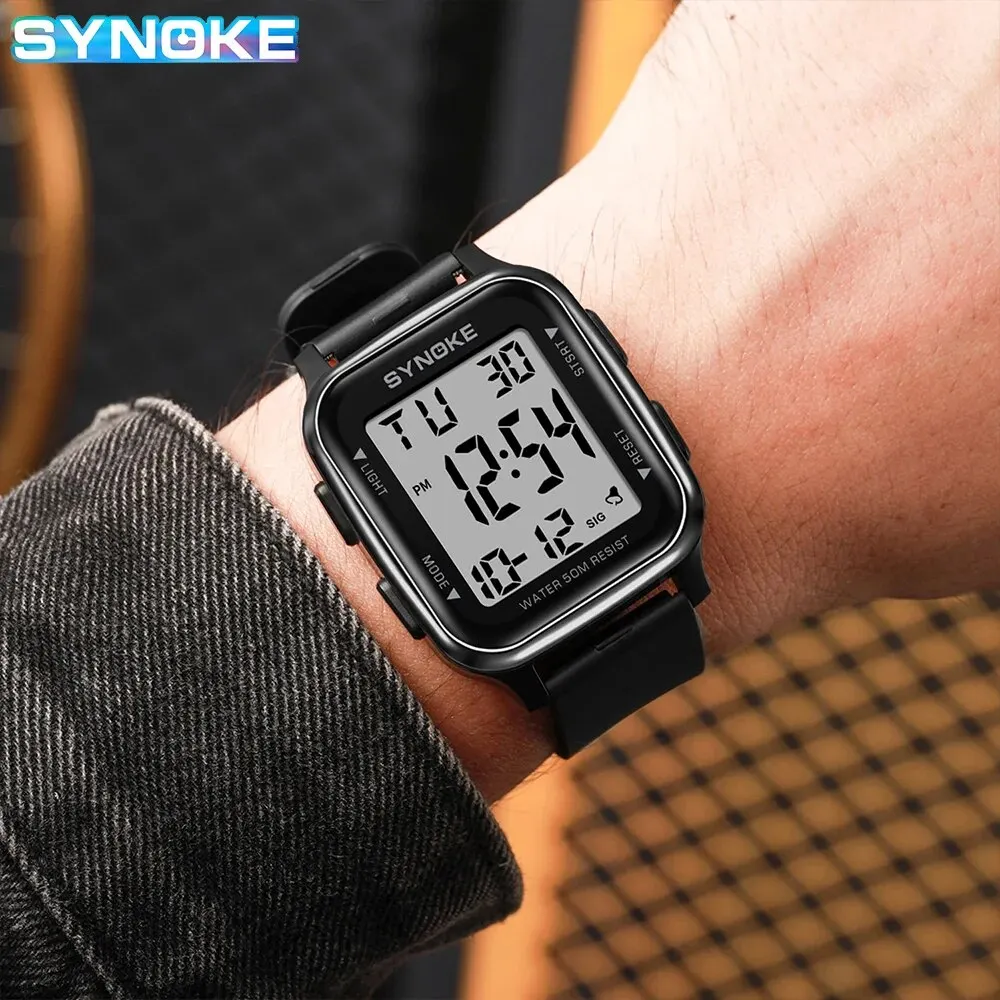 SYNOKE Outdoor Military Digital Watch New For Men Fashion Retro Men Watch Sports Waterproof Men Watch Multifunctional Luminous