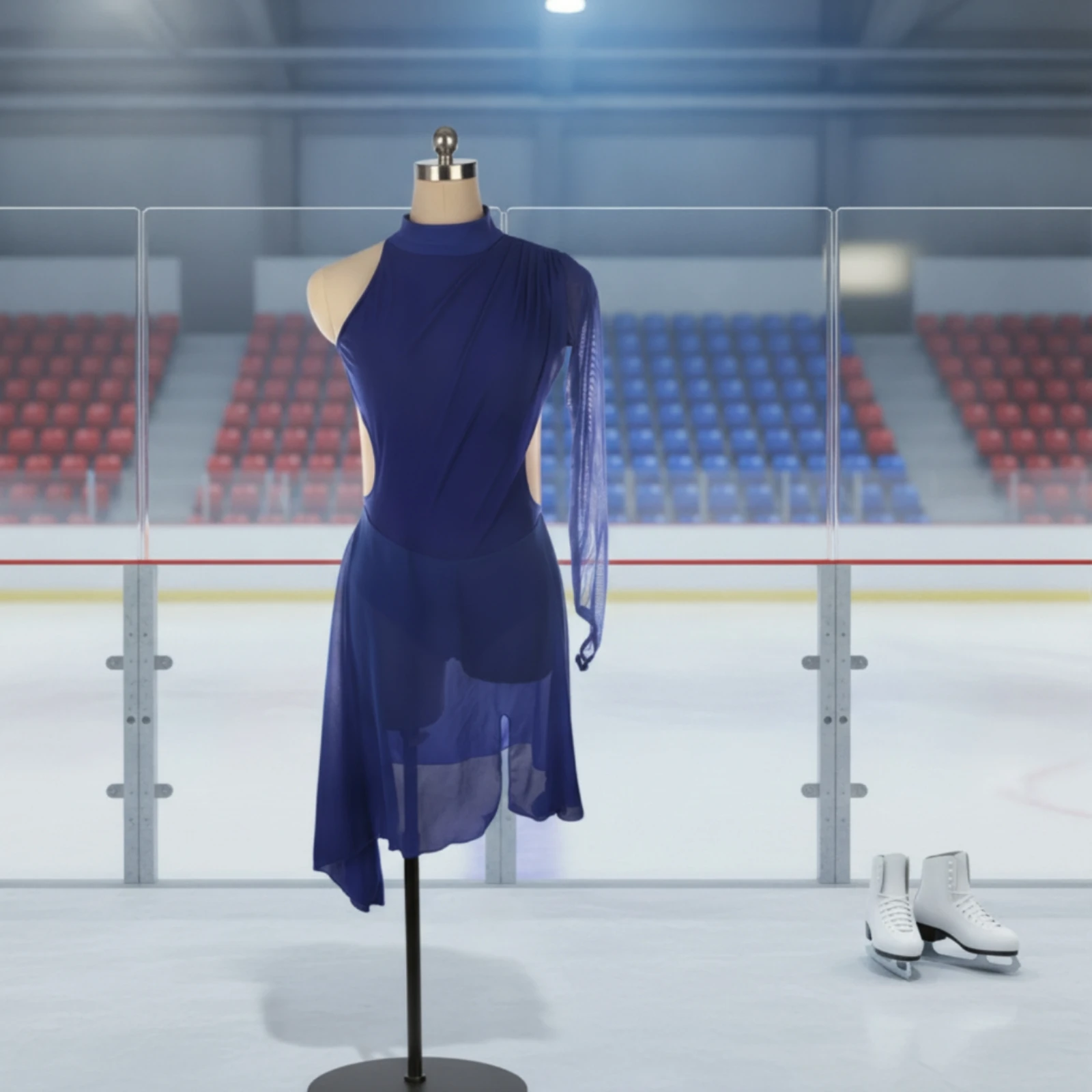 Figure Skating Dress Asymmetrical Hemline Skating Performance Dress Sports Clothing Side Cutouts Fitted