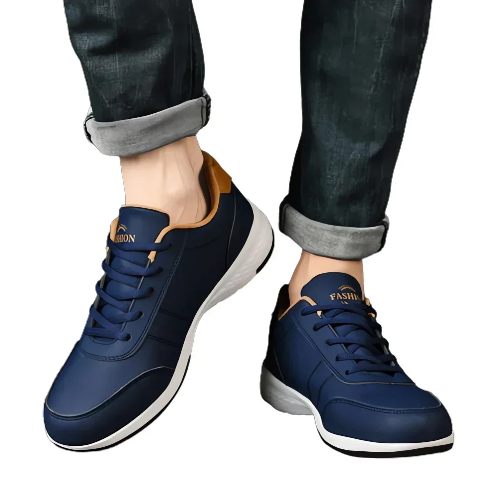 Casual Shoes Mens Outdoor Sport Tennis Sneakers Lightweight Comfortable Lace Up PU Trainer Formal Walking Flats for Men