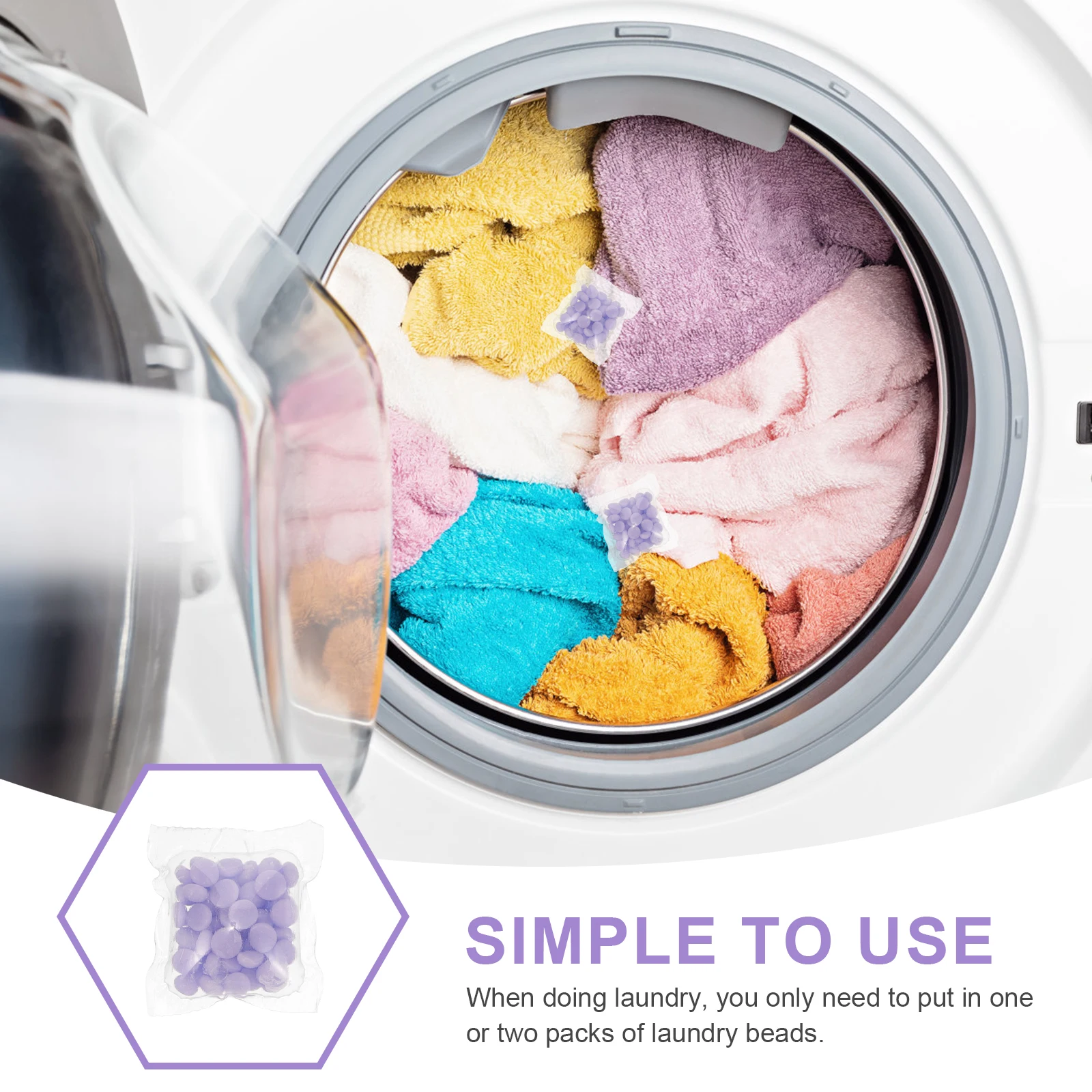 

50 Pcs Lavender Fragrance Beads Laundry Scent Booster Washing Machine Smoothness Anti Static Long