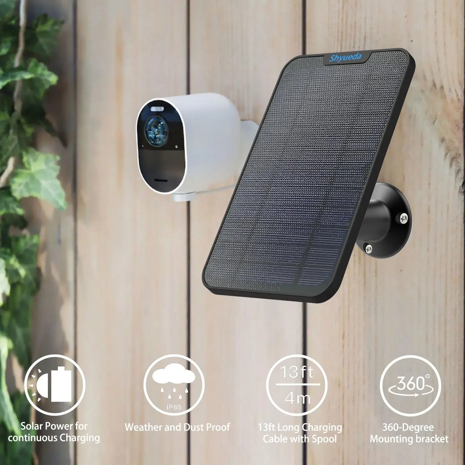 New 4W Solar Panel Charging for Arlo Ultra/Ultra 2/Pro 3/Pro 4/Go 2/PRO 5S Cable Mount （Black）