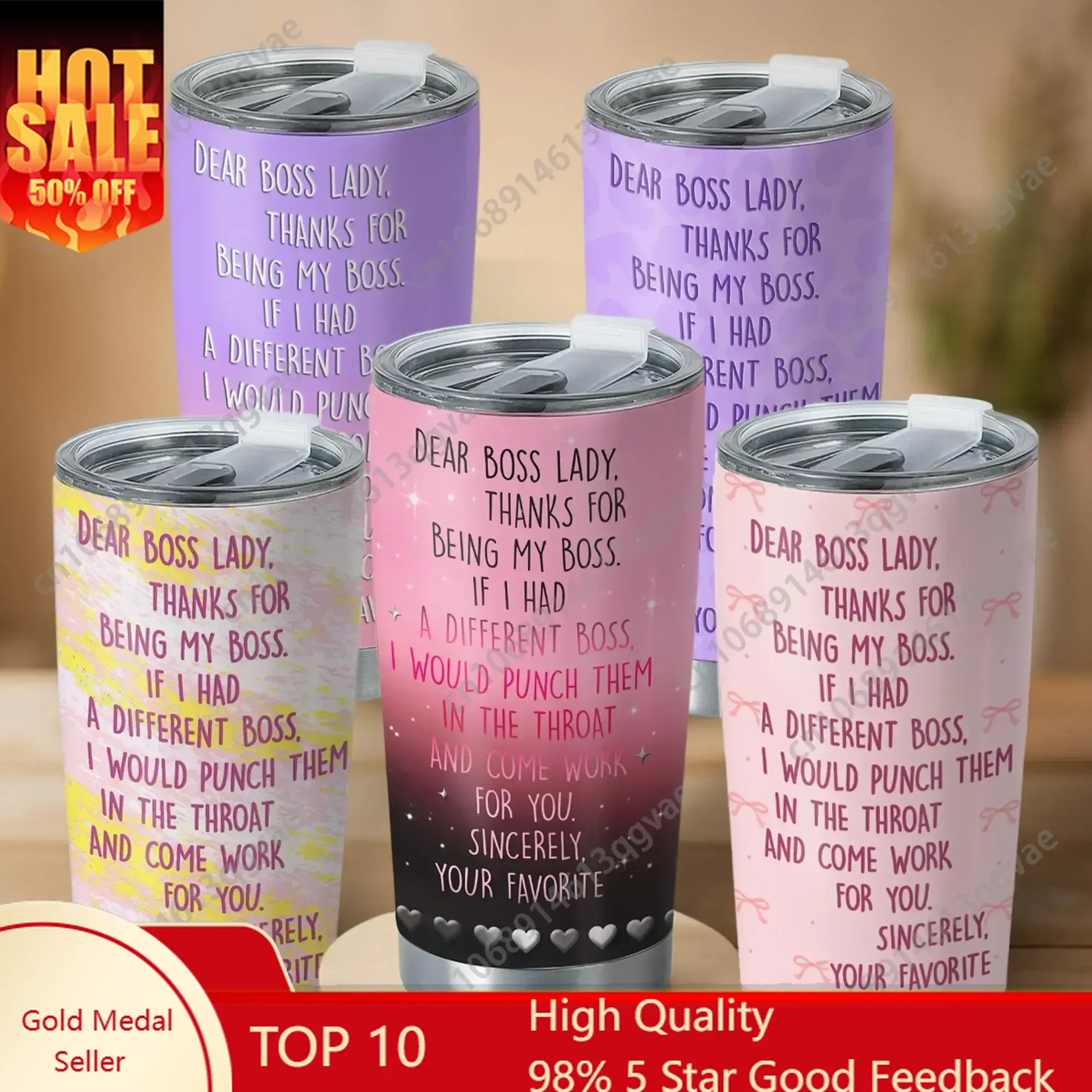 

Judywin Talk - Dear Boss Lady 20oz Coffee Tumbler Pinky Collection Funny Work Coffee Cup for Women Leaders Appreciation Gift