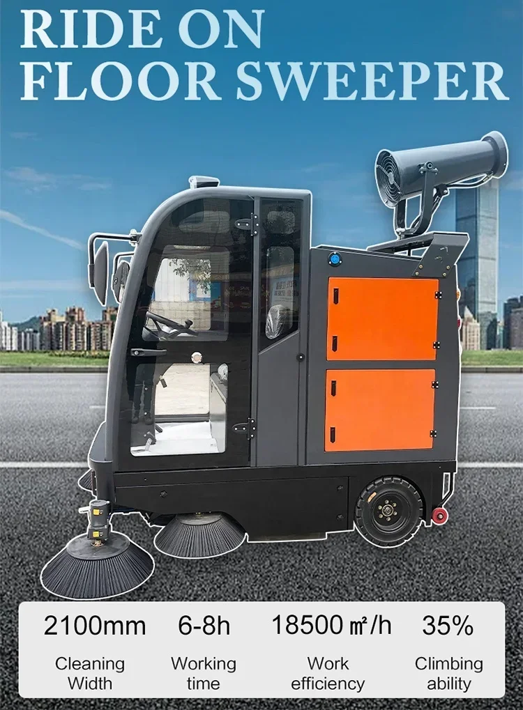 YG Customized DM-2100H Road Cleaning Machine Ride On Industrial Floor Sweeper Electric Street Sweeper