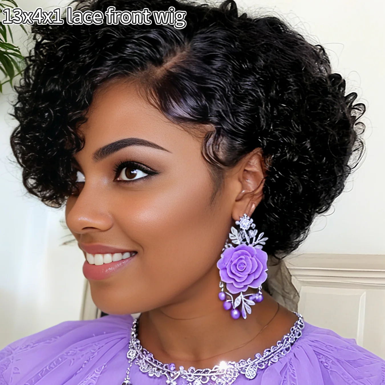 Pixie Cut Wig Human Hair Water Wave Wig 13x4x1 Lace Front Wigs Short Curly Natural Wigs for Woman image 4