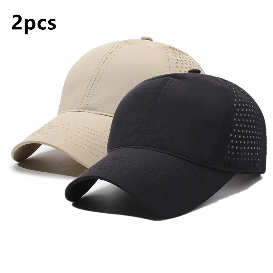 Two-Pack Summer Ultra-Thin Baseball Caps, Back Perforated Breathable & Quick-Drying, Sun Hat for Outdoor Travel and Vacation