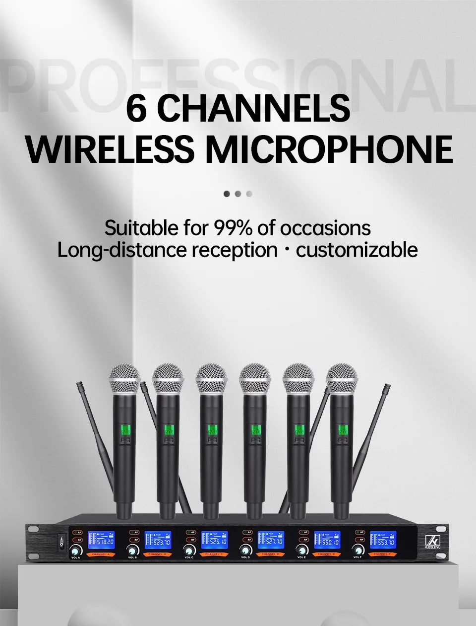 TLF Xtuga  U640 UHF Wireless Microphone System Whole Metal Handheld 6 Transmistter Excellent for Stage Karaoke