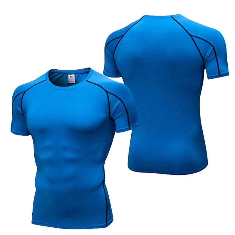 Camiseta de manga corta con logotipo personalizado para hombre, ropa ajustada para entrenamiento, Fitness, compresión, entrenamiento atlético, venta