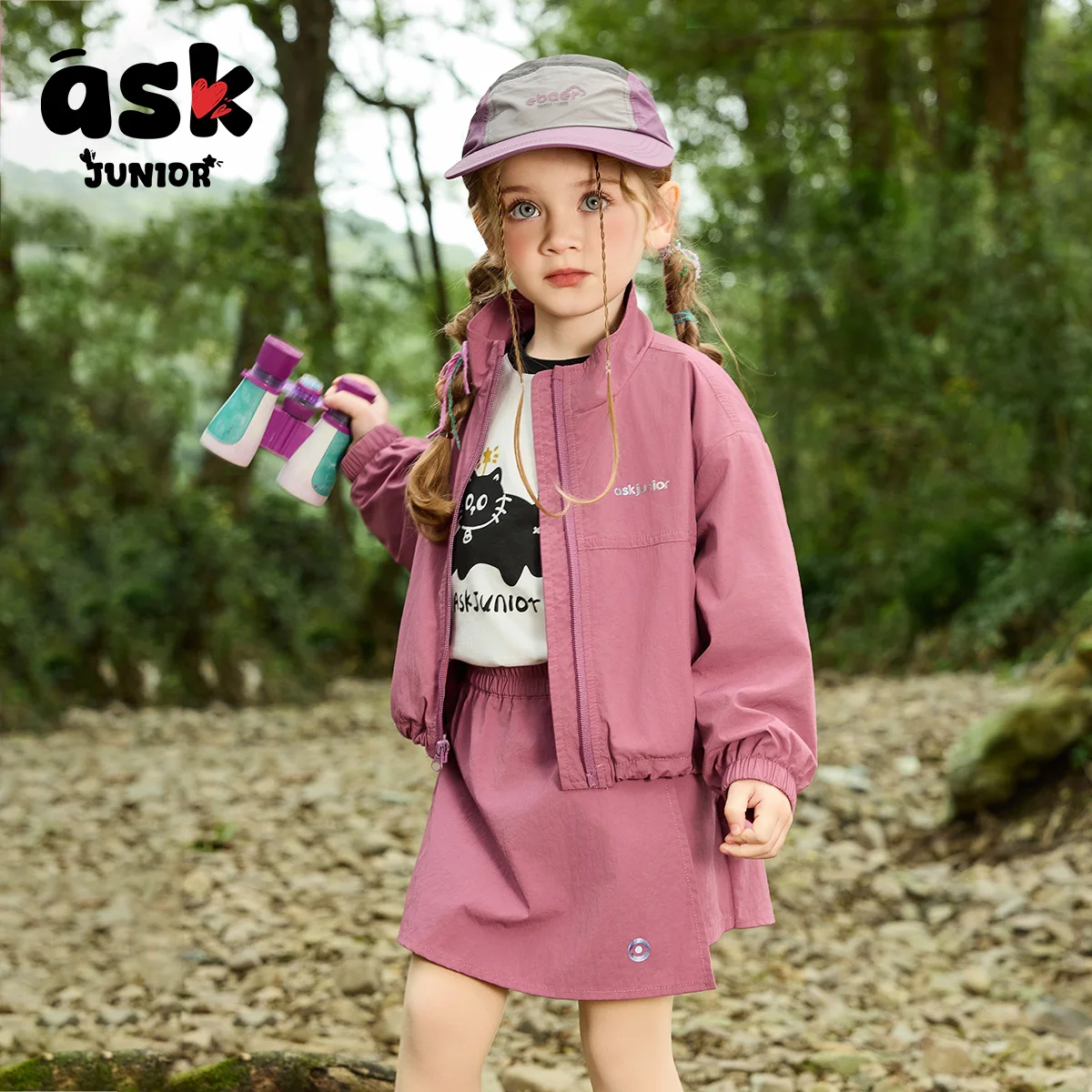 اسأل مجموعة تنورة خارجية كاجوال خفيفة الوزن للفتيات الصغيرات مكونة من قطعتين #5