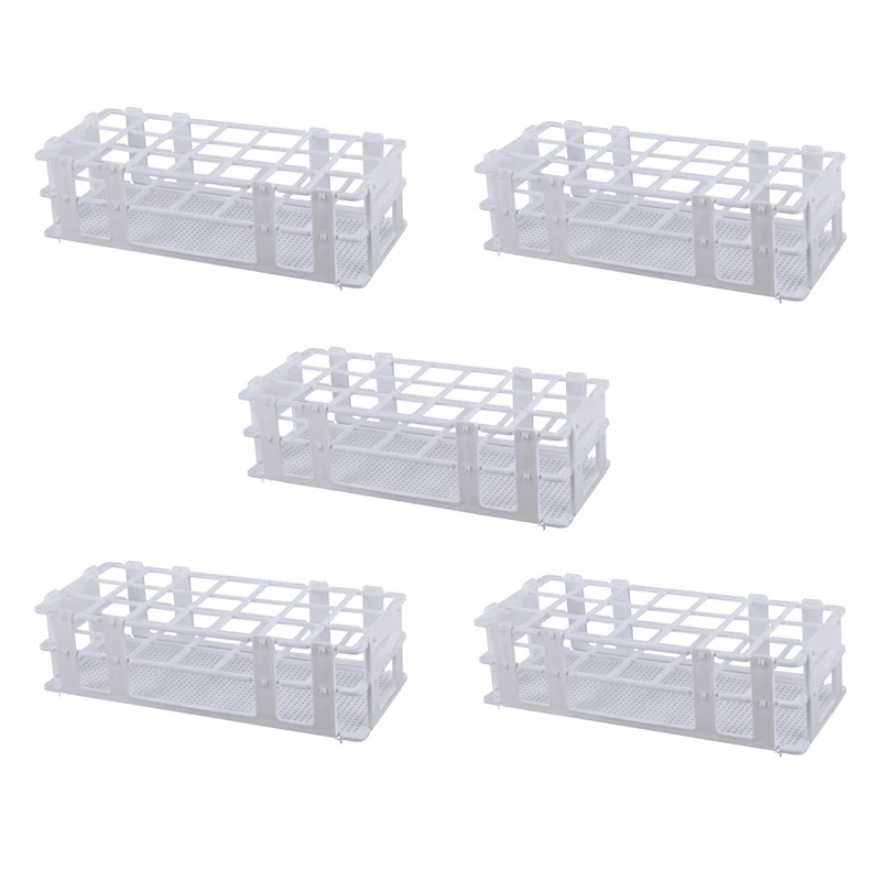 5X Plastic Test Tube Rack For 30Mm Tube, 21 Well, White,Detachable (21 Hole)