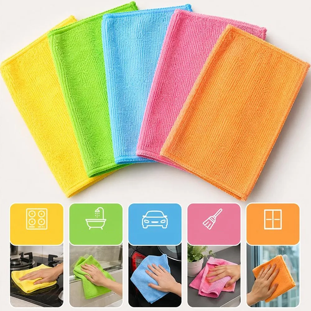 Car Washing Cloth Microfiber Cleaning Towel High Density Reusable Home Auto Body Care Window Glass Dust Removal Wipe Rag 5-20pcs