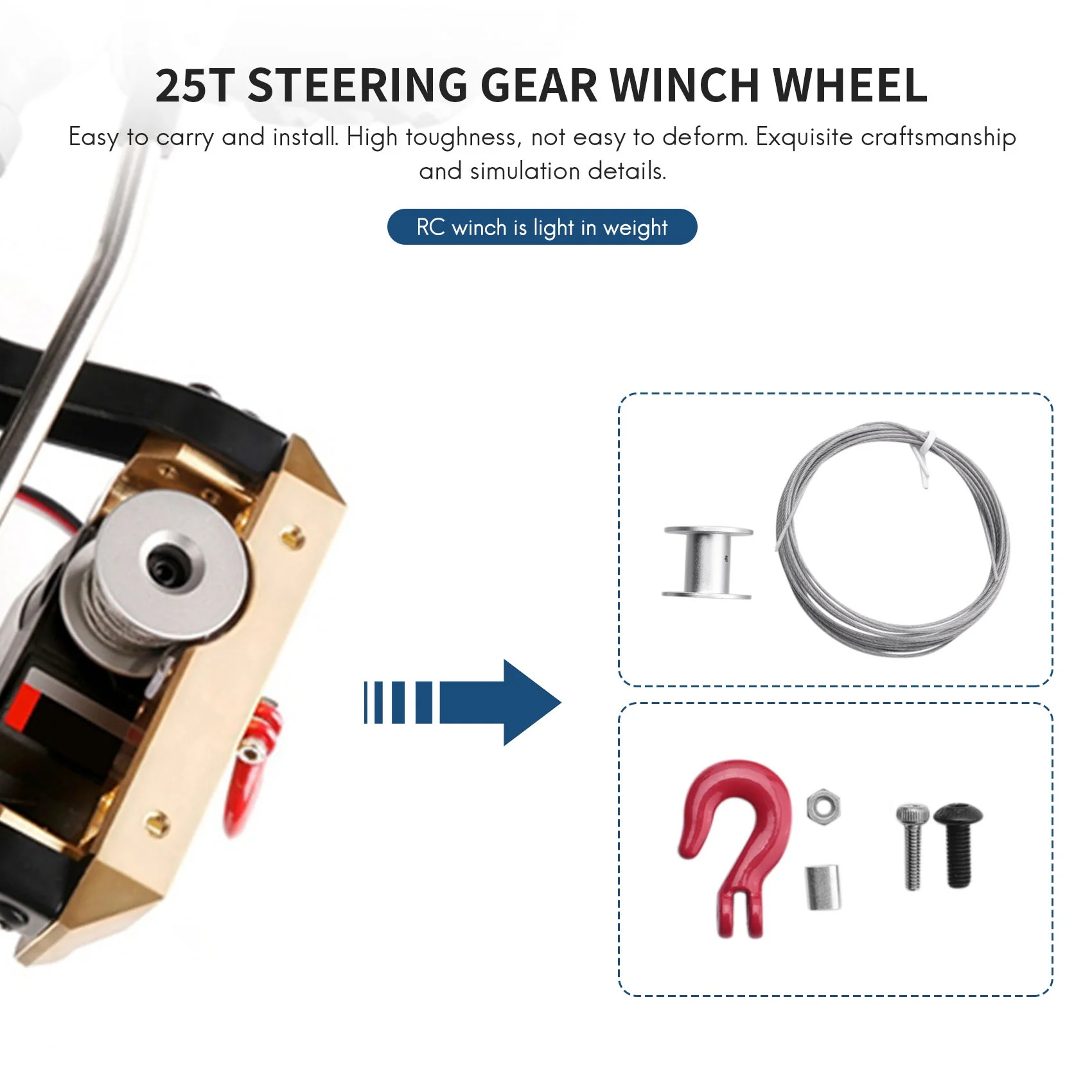 AS96-2PCS 25T 스티어링 기어 서보 윈치 휠 드럼 (1/10 RC 크롤러 자동차 Traxxas TRX4 Axial SCX10 90046 D90 D110 타미야 용)