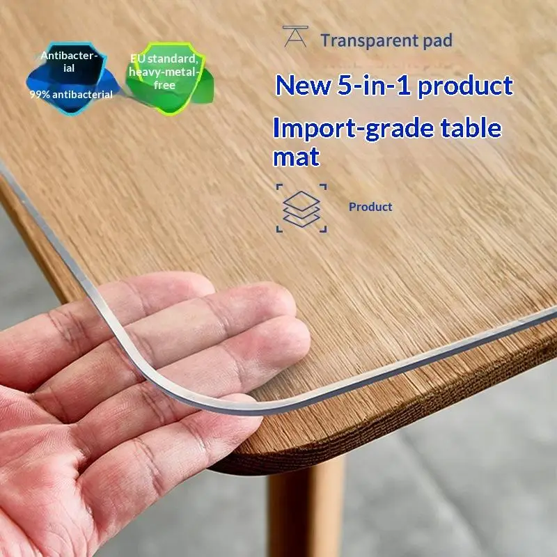 PVC Transparent Tablecloth Heat Resistant Waterproof Oil Proof Wipeable Table Mat for Kitchen Dining Room Daily Use