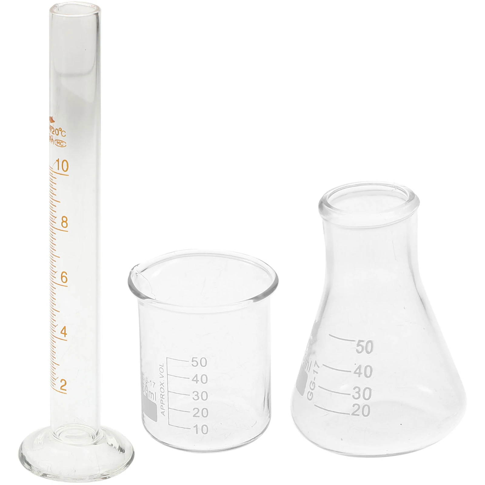 

3 Pcs Experiment Kit Conical Flask Test Tubes Glass Graduated Beaker Measuring Cup with Scale Cylinder