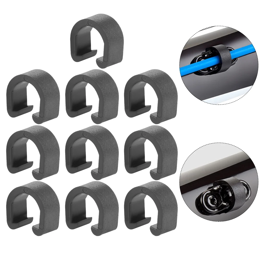 

10 Bicycle Cable Buckle C Clips for Brake Gear Cable Housing Hose Tube Plastic Clips for Wire and Oil Pipe Diameter Under 6mm