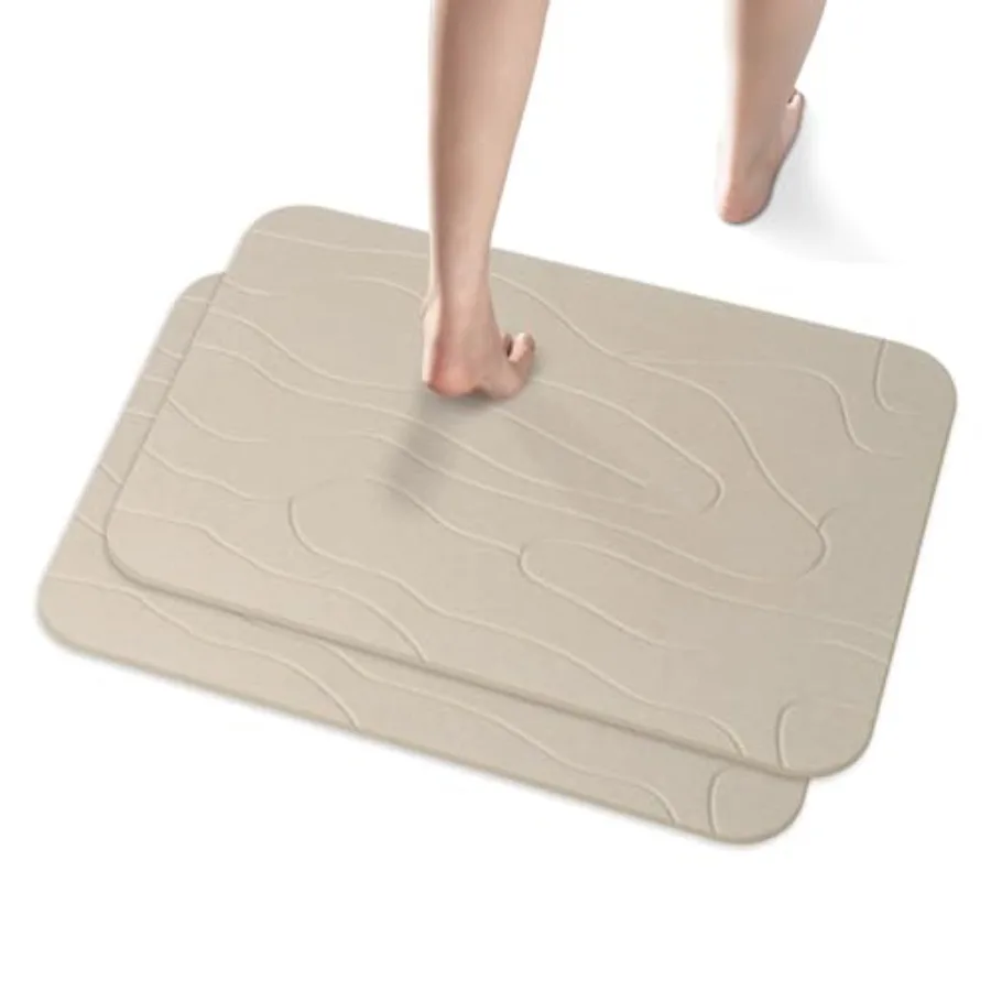 

2 Pack Diatomaceous Earth Shower Mat Stone Bath Mat Nonslip Super Absorbent Fast-Drying Hard Bath Mat for Bathroom Shower Floor