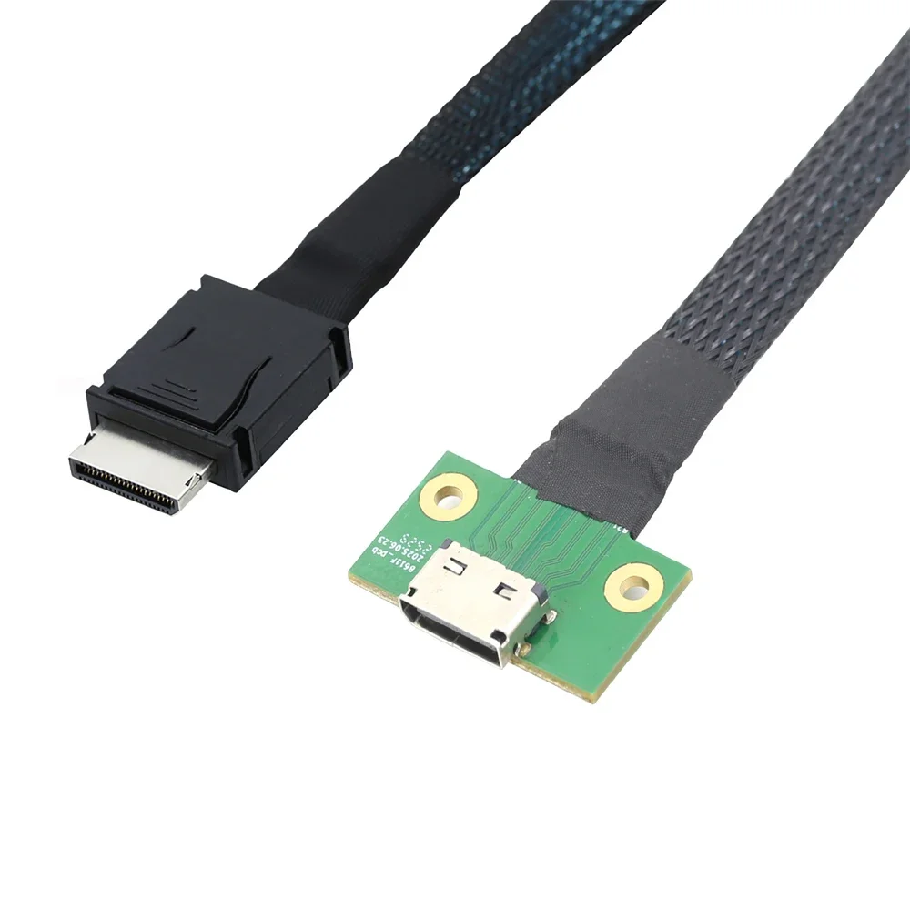 12Gbps Mini SAS HD Cable, PCIe Oculink SFF-8611 4i Male to Female Shielded Cord, Suitable for Server Storage Device