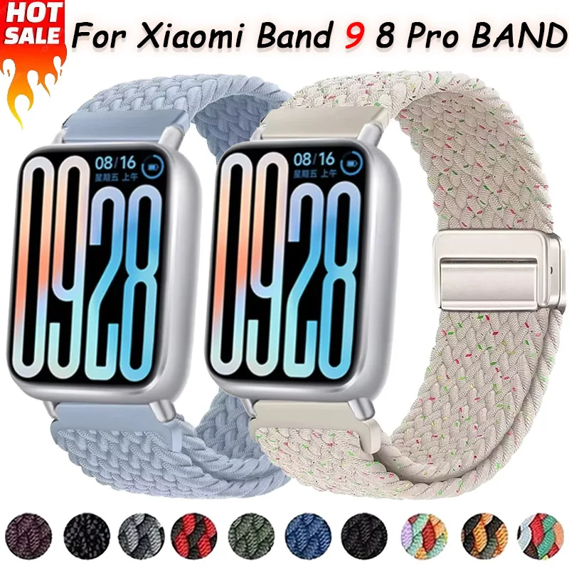 Nylon Strap for Xiaomi Band 9 8 Pro Adjustable Braided Magnetic Buckle Breathable Bracelet watchBand for Redmi Watch 5 4 correa