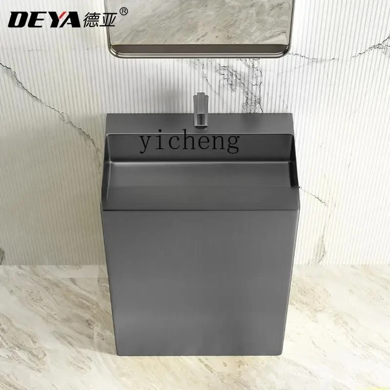 YS-5 high-end large-size stainless steel column basin integrated floor wash basin vertical bathroom