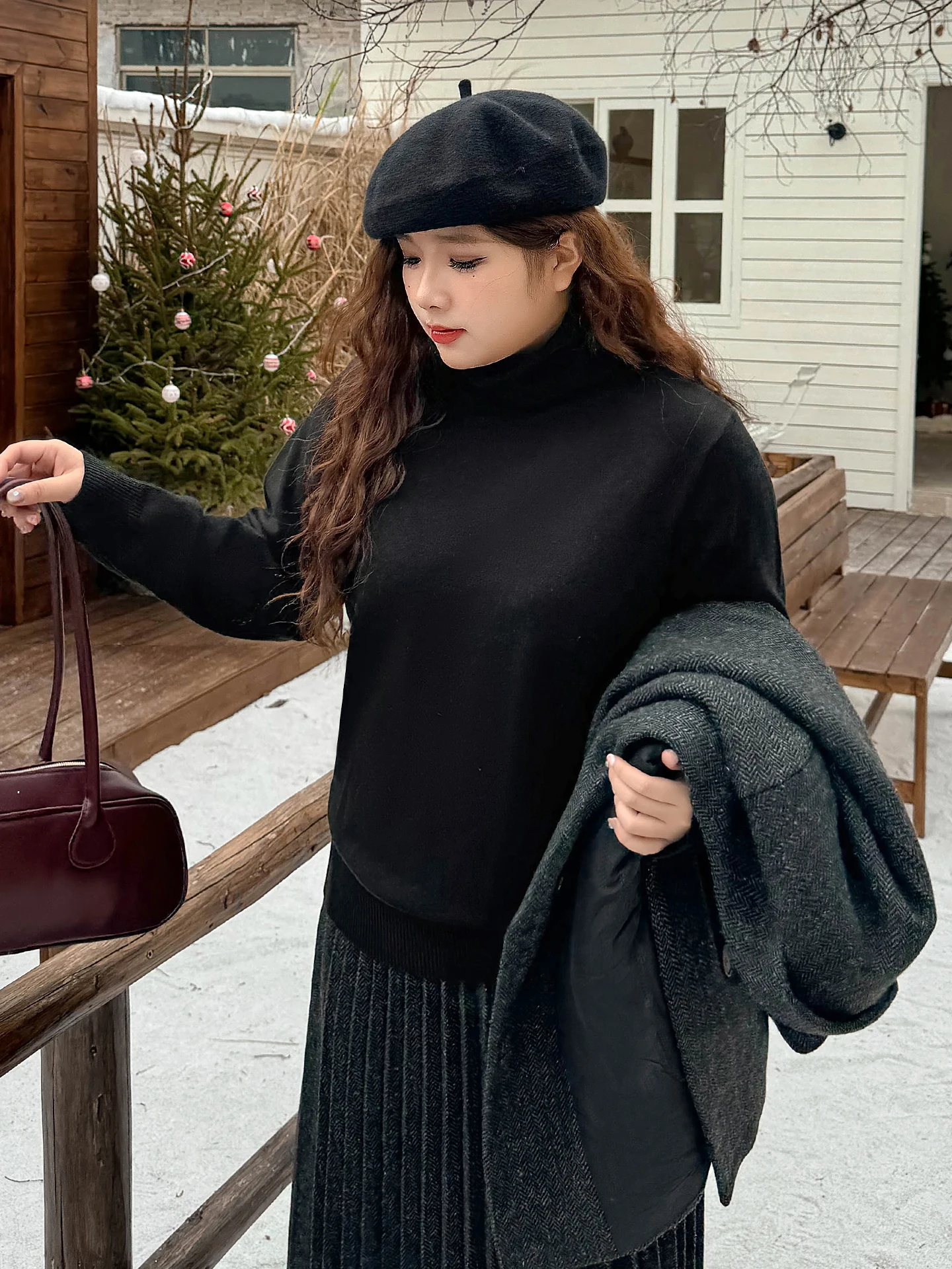 

Уютный зимний высокий вязаный свитер больших размеров, женский повседневный теплый базовый слой, топ, мягкий снежный осенне-зимний внутренний свитер