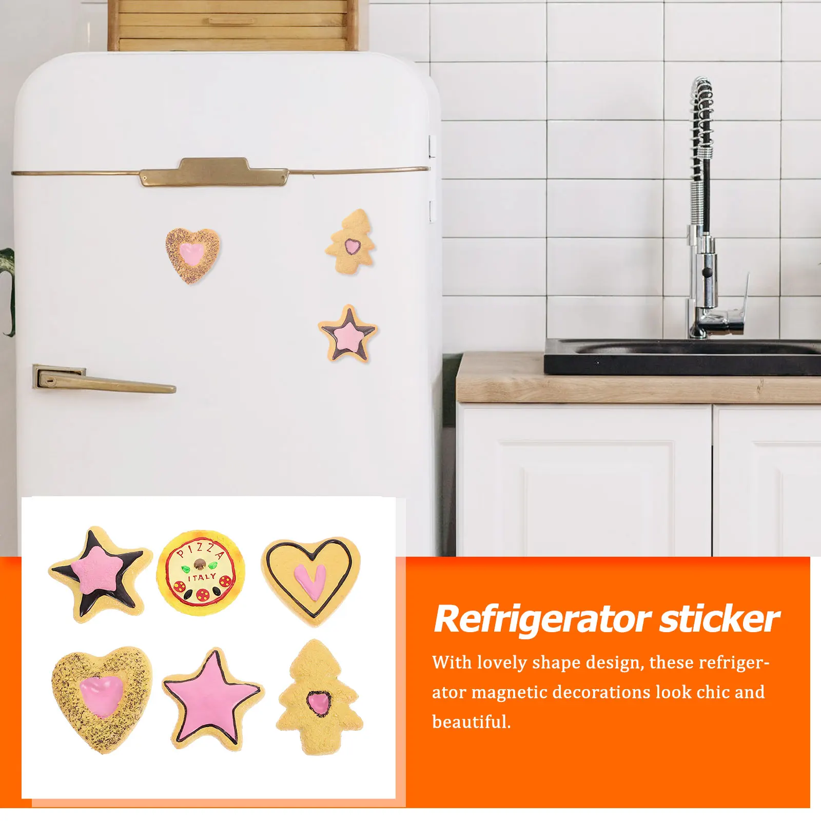 

6Pcs Resin Fridge Magnets Simulated Food Decorations Good Craftsmanship Magnetic Stickers For Kitchen Refrigerator Decoration