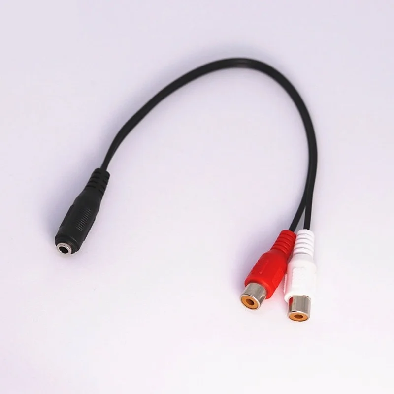 Universal 3.5mm Stereo Audio Female Connector Jack To 2 RCA Female Socket To Headphone 3.5 Y Adapter Cable Q1