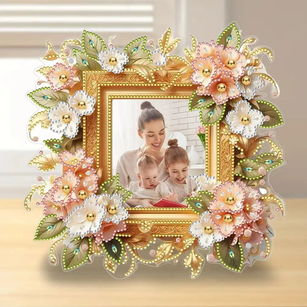 HOMFUN DIY Special Shape Diamond Painting Creative Flower Art Photo Frame Kit 5D Mosaic Picture Frame Art Craft Home Decor Gift