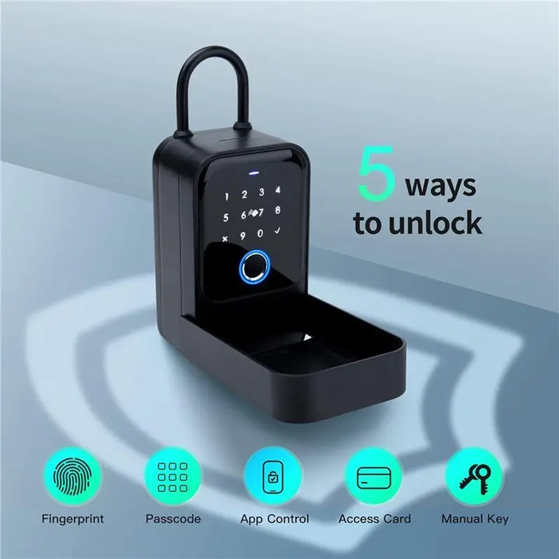 A02M-5X Smart Key Lock Box, Fingerprint, Control, Key, Password, Access Card, Bluetooth Unlock, Office Security