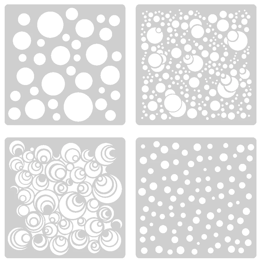 Pochoir à motif de points circulaires de 5.1 pouces, 4 pièces, pour peinture sur bois, tissu, papier, décoration murale