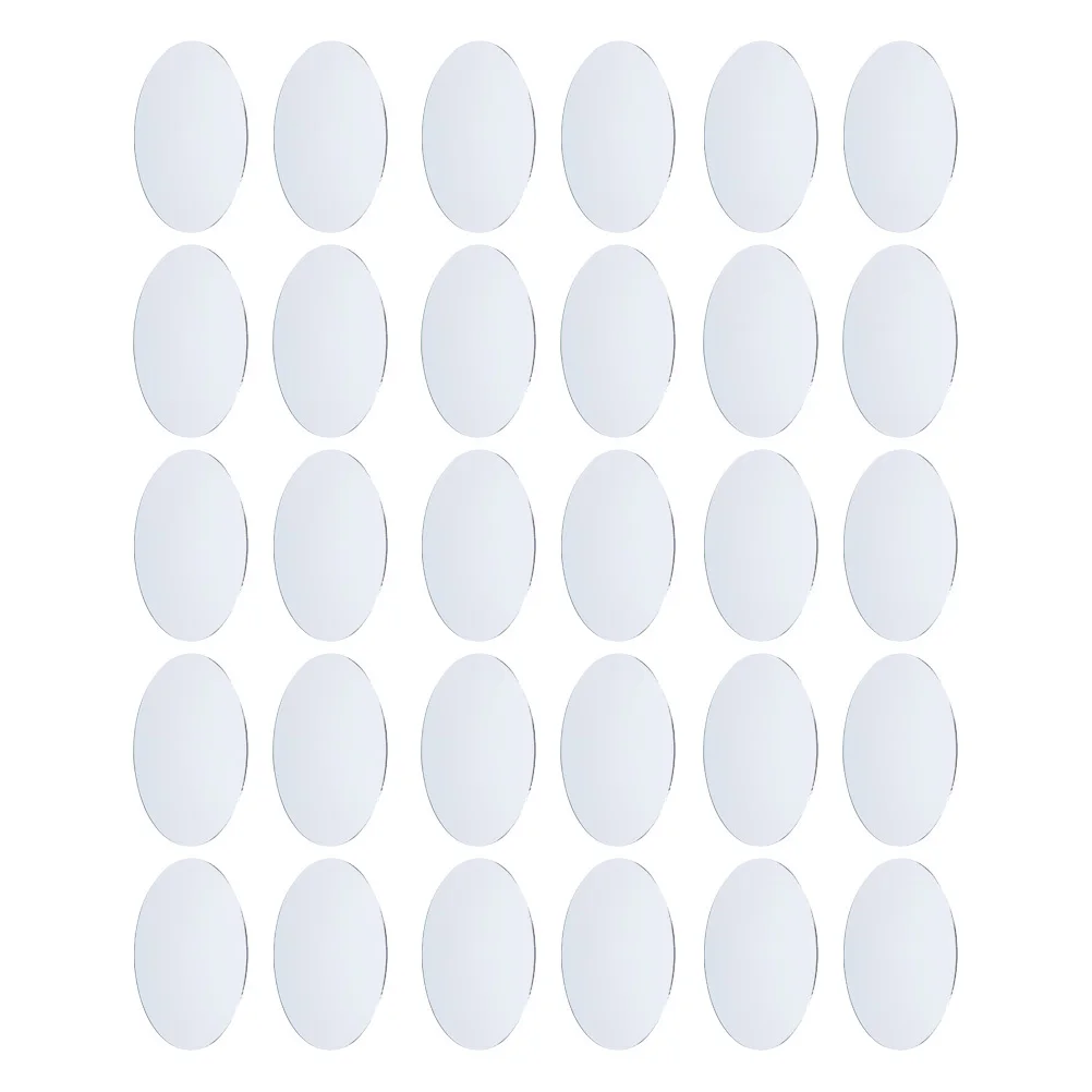 30 szt. Szklane lustrzane soczewki owalne do projektów DIY, gładka, błyszcząca powierzchnia, idealne do samodzielnego projektowania luster do makijażu.