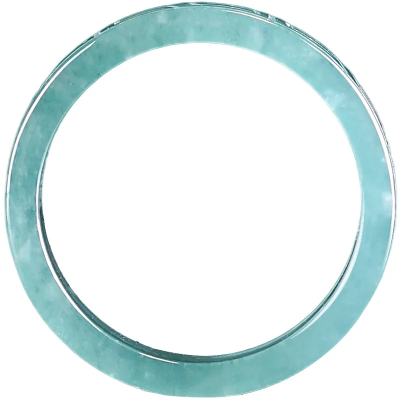 Original Natural A-grade Jade Blue Water Antique Pattern Square Ring Ice Jadeite Male Gifts Female Jewelry Personality Drop Ship