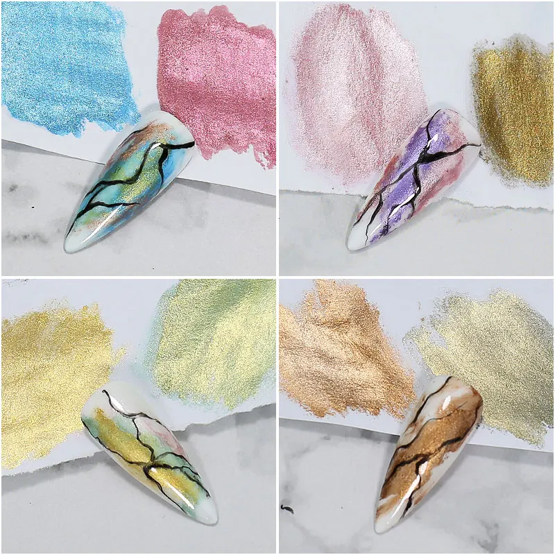 6/12 ألوان مسمار الصلبة الصباغ المائية بيرليسسينت مسمار الفن ل Maincure طلاء معدني رسم الكروم بريق لتقوم بها بنفسك مجموعة الأظافر #6