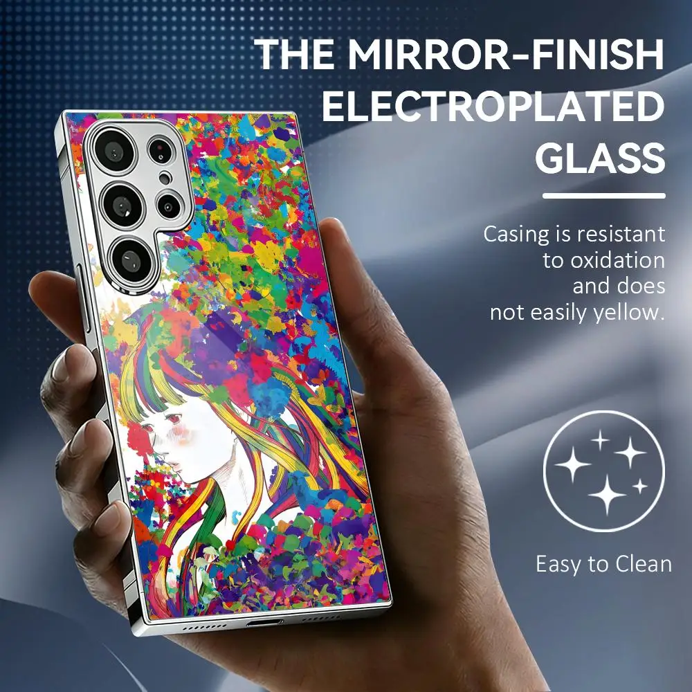 G-Goodnight Punpun Anime Phone Case Luxury Electroplated Metal Frame Case For Samsung Galaxy S25 S24 S23 Ultra