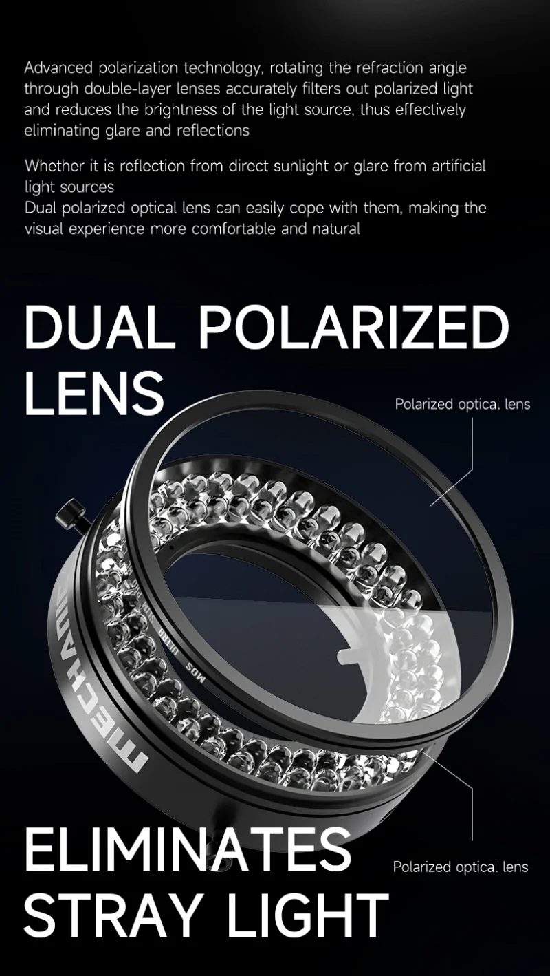 Mechanic LS720+ Microscope Polarized Ring Lamp 72pcs Adjustable LED Reflection Ring Light for Most Stereo Microscope Illuminator