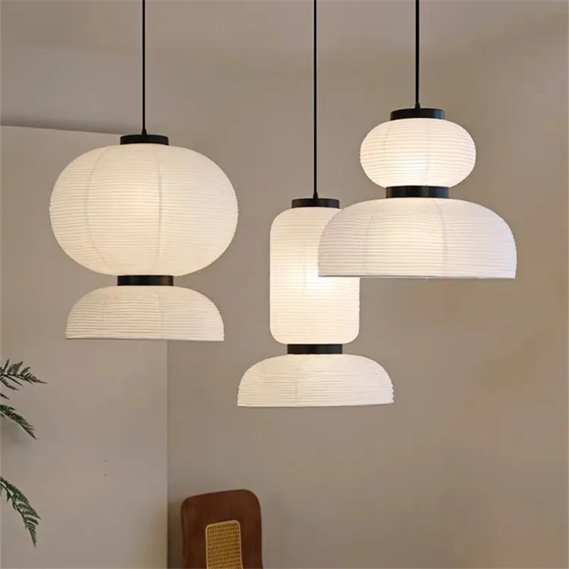 Lámpara colgante Noguchi Wabi Sabi, lámpara colgante para comedor, linterna de papel de arroz, luz para sala de estar, luz colgante de estilo japonés