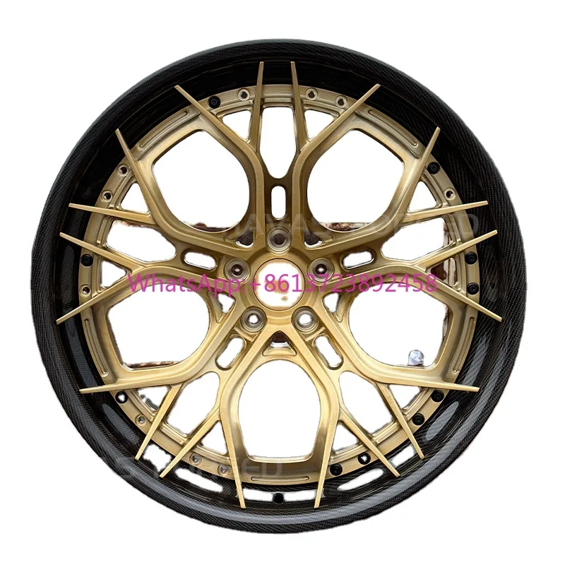 

Forged Carbon Fiber Alloy/Aluminum Sports Style 18-24 Inch Wheels Two-Piece Middle Plate Brushed Gold New Condition 25mm/40mm ET