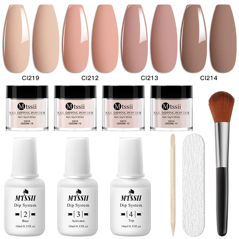 10개입 10g 네일 디핑 파우더 세트 자연 건조 무램프 큐어 네일 글리터 피그먼트 딥 파우더 리퀴드 시스템 키트 네일 아트 장식