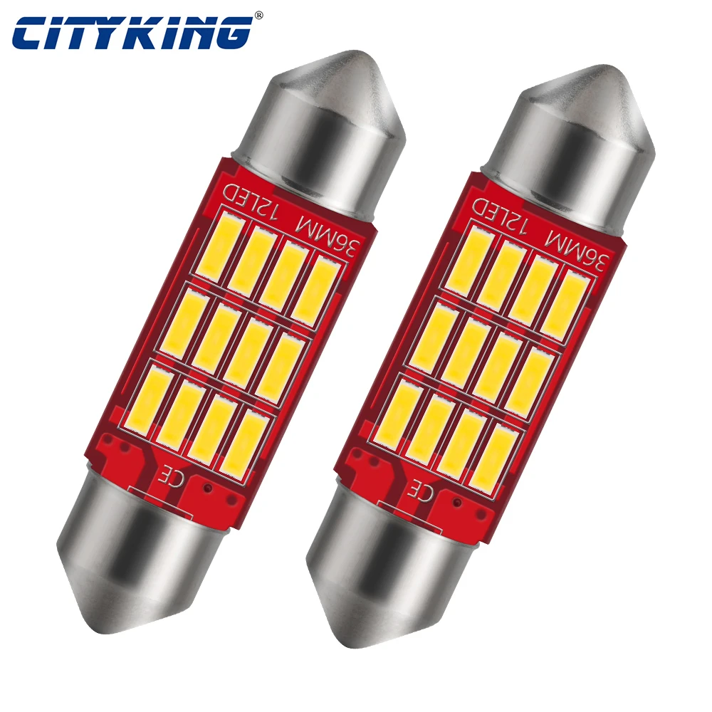 

2Pc C5W 36mm 39mm 41mm Festoon LED 12SMD Dome Light Car Interior Lighting For BMW E46 1998-2005 E60 2008-2010 12V White Red Blue