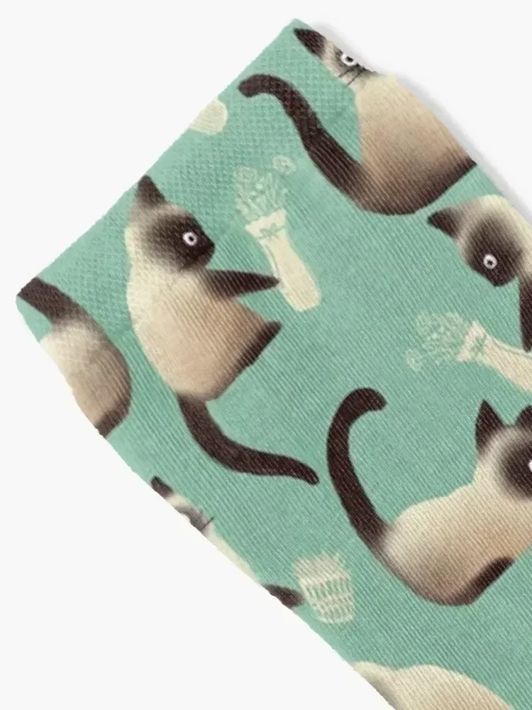 Bad Siamese Cats Knocking Stuff Over Socks short crazy Climbing Run Socks Man Women's