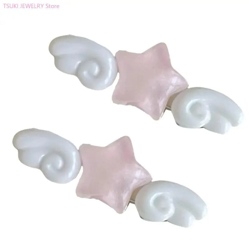 62KE Adorable Duckbill Star Wing Hair Clip Teens Girls Hairpins For Thin Hair Spring Summer Styling With Soft Wing