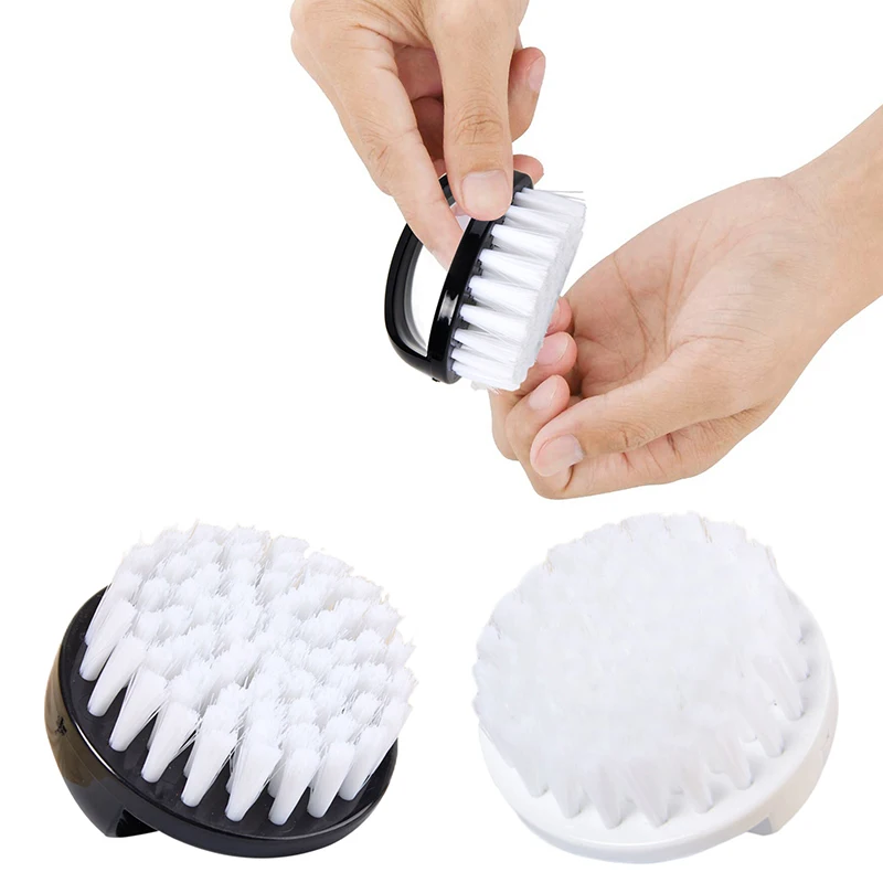 Nail Art Pedicure Soft Remove Dust Nail Brush Plastic Round Cleaning Scrubbing File Tools Black White Manicure Finger Care Salon