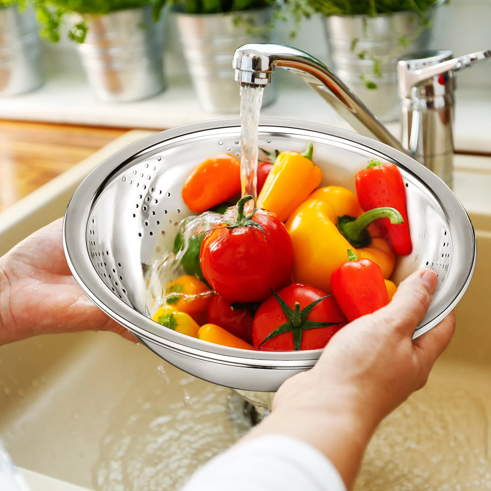 

Stainless Steel Kitchen Basin Multifunctional Draining Bowl Salad Strainer Fruit Wash Prep Shredder Slicer Tool