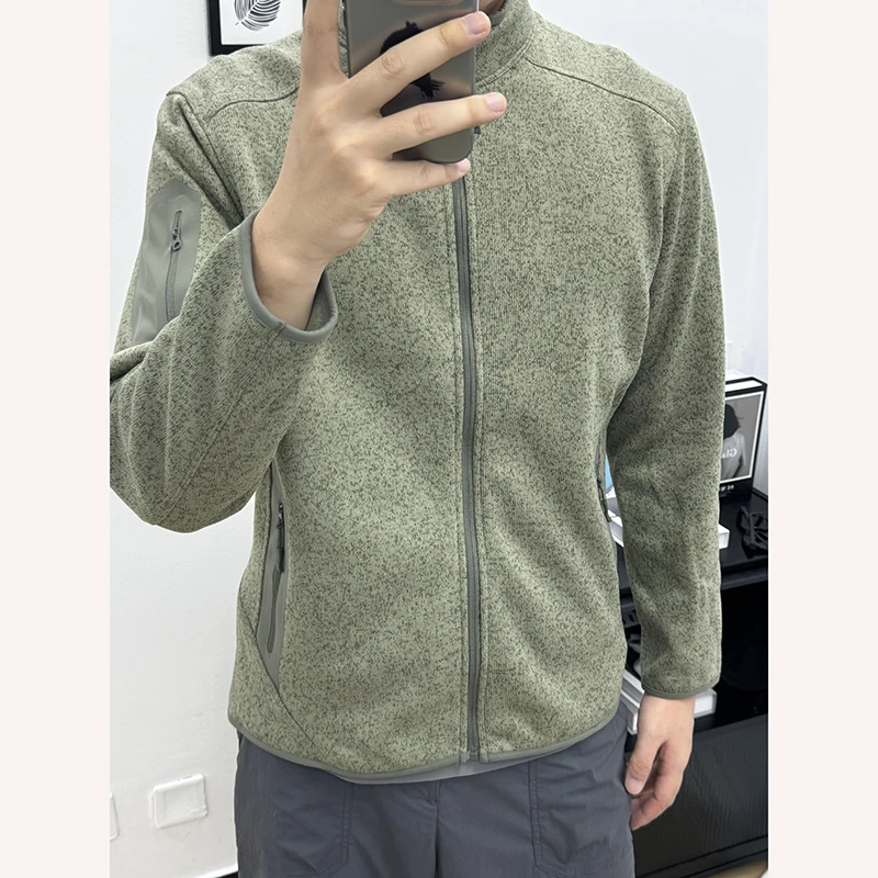 

een Stand Collar Jaet Coat Men's Autumn Winter Outdoor Casual Sports High-End Feel Open Cardigan Sweatirt