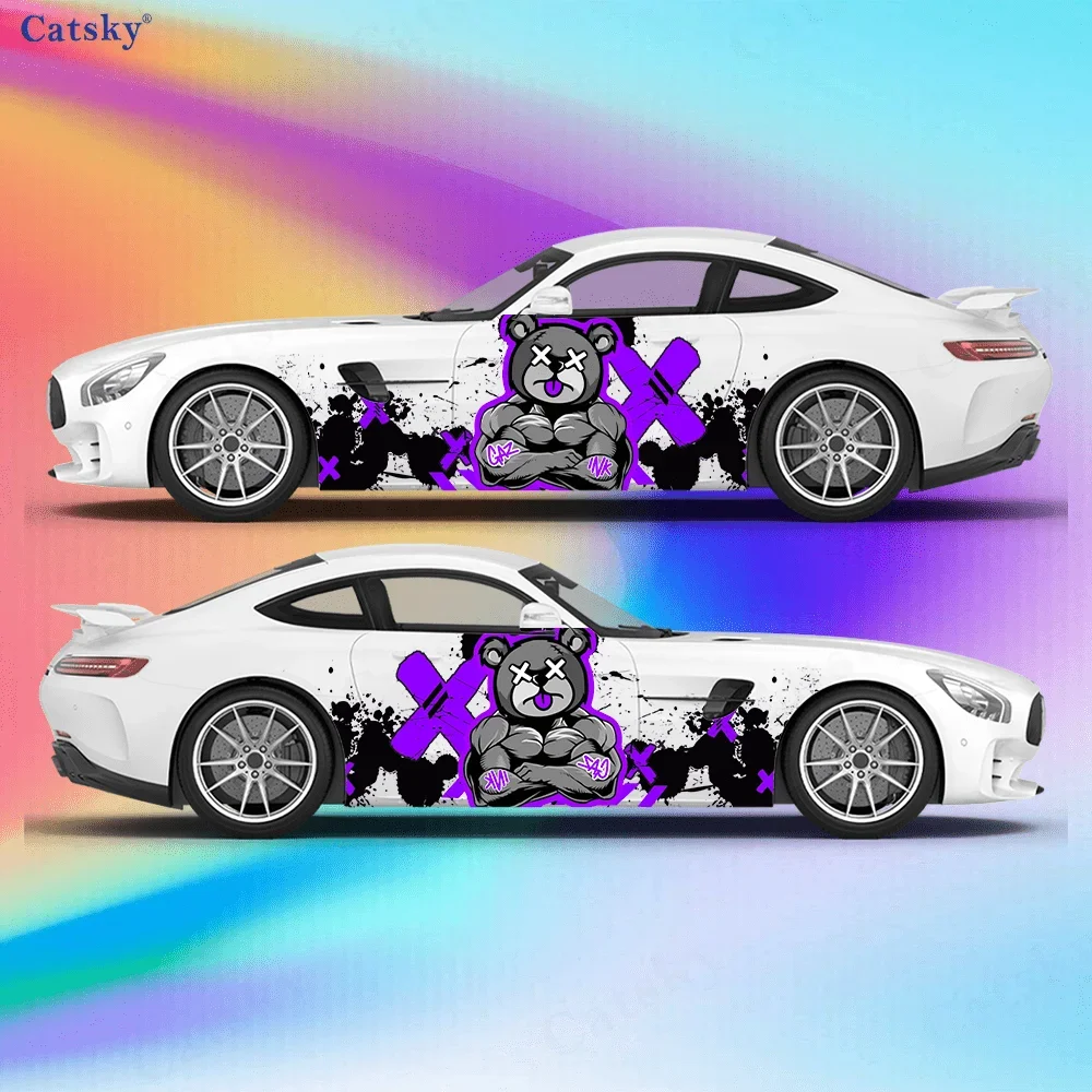 

X-letter patch splashed cartoon muscle bear sticker vinyl car decals for car truck car durable, fade-resistant, easy to apply an