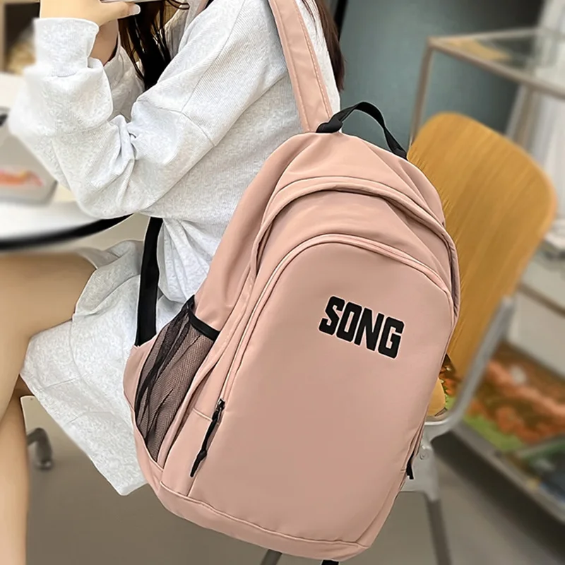 

Trendy Girl Pink Waterproof Travel School Bag Lady High Capacity Backpack Fashion Female College Backpack Women Laptop Book Bags